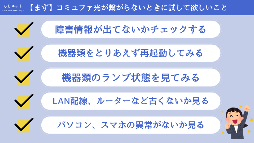 【まず】コミュファ光が繋がらないときに試して欲しいこと