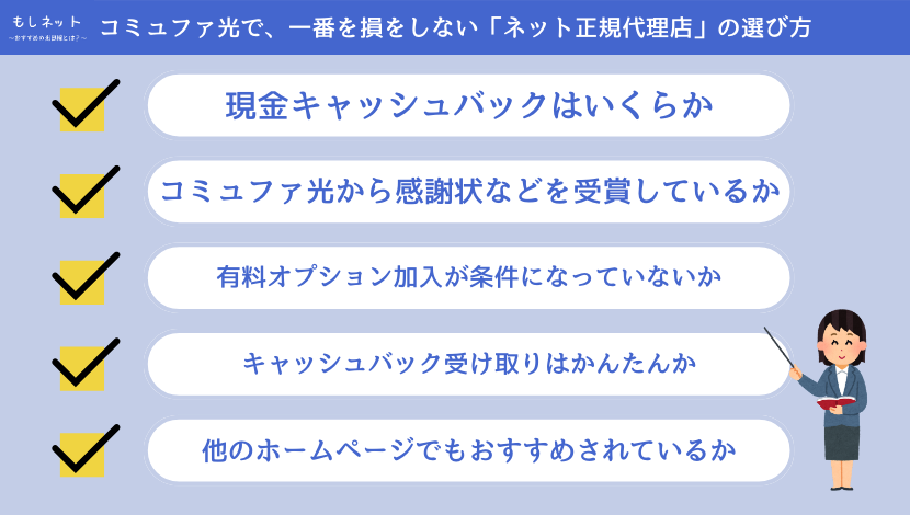 コミュファ光で、一番を損をしない「ネット正規代理店」ランキングの選び方