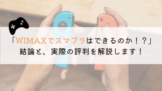 WIMAXでスマブラはできるのか？実体験から解説してみた