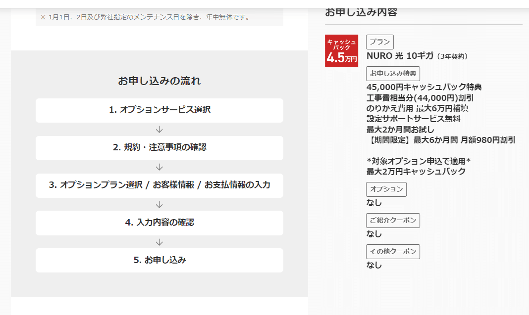 NURO光　申込